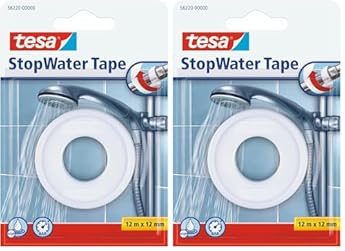 Foto di Tesa StopWater Nastro per Riparazioni Idrauliche - Nastro autosigillante per riparazioni di tubature e flessibili - Impermeabile e deformabile - Colore: Bianco - 12 m x 12 mm (Confezione da 2)