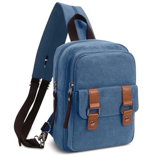 Zaino Uomo Donna Piccolo Borsa a Tracolla Moda Borse Messenger Student da petto Outdoor Viaggio Causale Lavoro Sling Bag Tela a Blu B