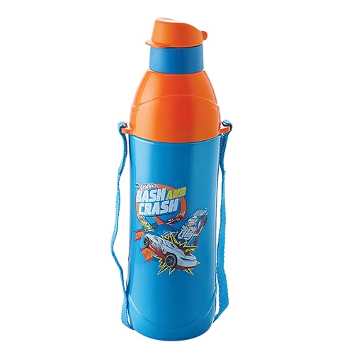 Cello Puro Junior Hot Wheel Print Plastic Water Bottle, 600ml, Dark Blue