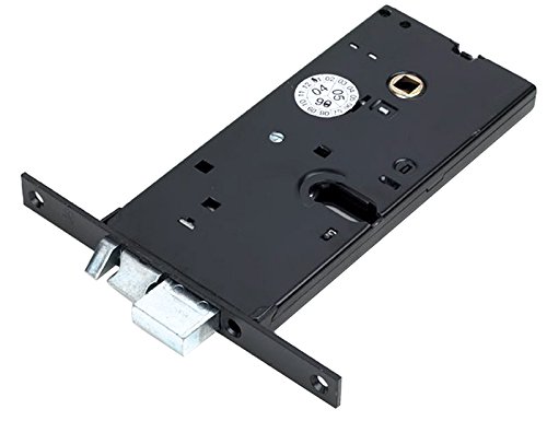 Serratura Elettrica '950' Per Porte In Alluminio. Finitura Verniciata Nera. Foro Ovale Per Cilindro, Scrocco E Pistone Di Ricarica Reversibili. Vite Di Fissaggio. Alimentazione 12V. Con Scrocco