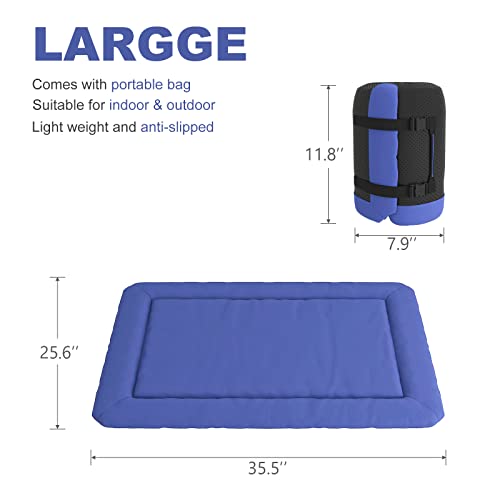 Anbercare Roll Up Foldable Packable Dog Bed Indoor Outdoor Pet Mat Washable Waterproof Travel Dog Mat With Anti-Slip Design 36 X 24 Inch Mat For Small Medium Large Pet Blue #TOP4
