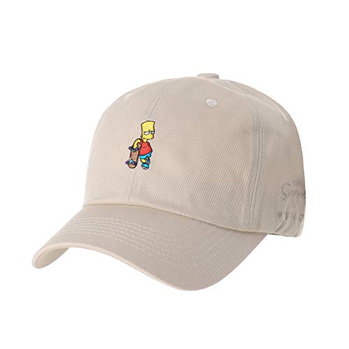 WITHMOONS The Simpsons Ball Cap Bart Skateboard Matt Groening HL1583 (Beige)