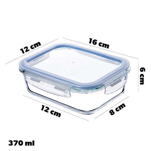 KADAX Glasbehälter Set mit Deckel, 3 Größen 370/1300/1520 ml, luftdichte Frischhaltedosen aus Glas, Vorratsdosen für Meal Prep… – Ansicht 2