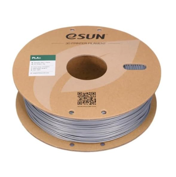 Image of eSUN PLA+ 3D Printing Filament 1.75mm High Speed Filament Speedy PLA Plus for Fast Printing, Dimensional Accuracy + /- 0.03mm, 1KG (2.2 LBS) Silver
