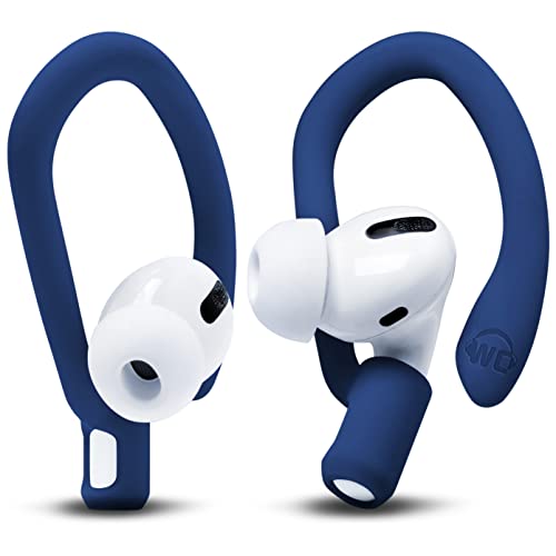 Image of WC HookZ - Patented Over Ear Hooks Compatible with AirPods Pro 1, 2 & AirPods 1, 2 & 3 Made by Wicked Cushions - Two Size Pairs Included in Package, Unique Left & Right Hook | Navy Blue