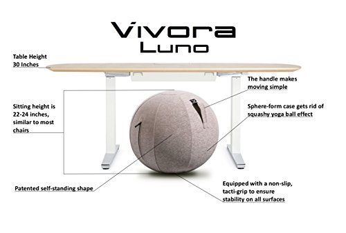 Vivora Luno - Sitting Ball Chair for Office, Dorm, and Home, Lightweight Self-Standing Ergonomic Posture Activating Exercise Ball Solution with Handle & Cover, Classroom & Yoga