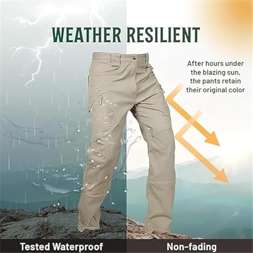 Men's Stretch Tactical Pants, with 10 Pockets Water Resistant Ripstop Cargo Pant Lightweight Work Hiking Pants4