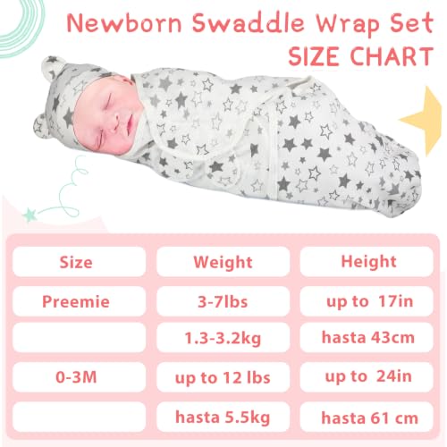 Image of Buryeah 4 Pack Preemie Swaddle Blanket Wrap Set
