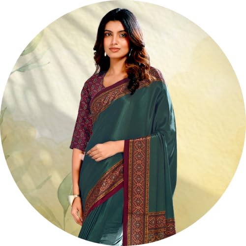 Image of Jaanvi fashion Women's Crepe Silk Saree with Unstitched Blouse Piece | Soft Lightweight Traditional Ethnic Wear Saree for Party, Wedding, Festival