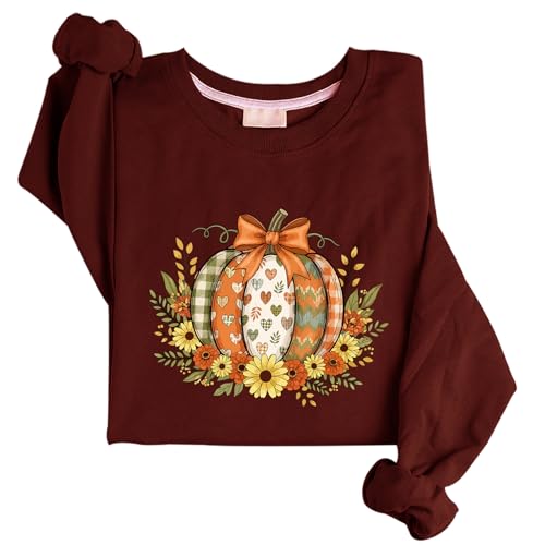Fall Boho Floral Pumpkin Bow Sweatshirt Preppy Floral Pumpkin Sweatshirt