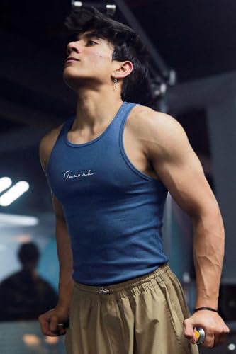 Image of FUAARK Ribbed Slim Fit Gym & Workout Tank for Men's -
