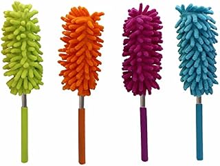 GOLDY Telescopic Duster Bendable Head Microfibre Dusting Hand Brush With Telescoping Pole Fluffy Extendable Feather Cleaner Multifunctional Cleaning Equipment Home Accessories Assorted Color (1Pc)