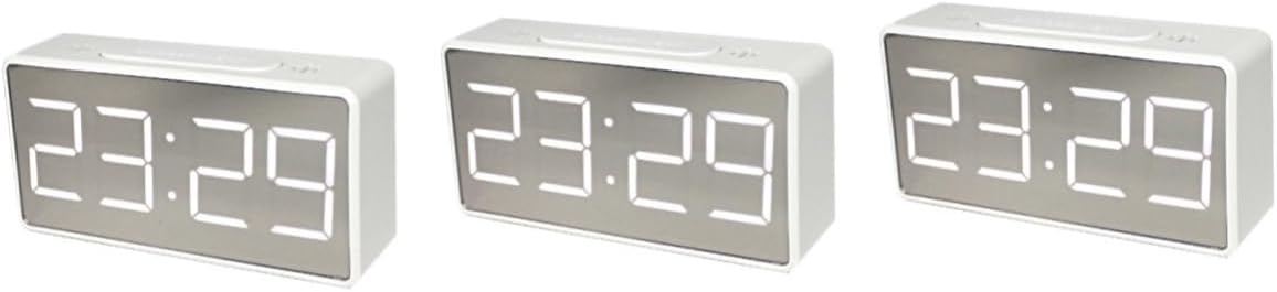 Cabilock 3pcs Led Digital Alarm Clock No Battery Wall/Mirror Clock Battery Memory Modern Design Black