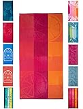 Strandtuch, Strandtücher 90x180 cm Baumwolle Frottee Velours Badetuch, Badetücher Limette Pink