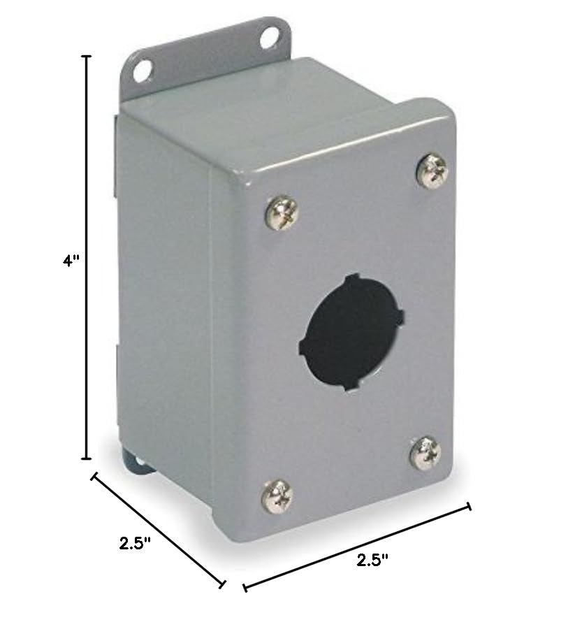 Wiegmann Pushbutton Enclosure, 30mm, 1 Hole, Steel, Gray, Not Water Resistant, Includes Gasket, Screws, Grounding Stud, Carbon Steel, NEMA 12, 13, 4x2.5x2.5 Inches