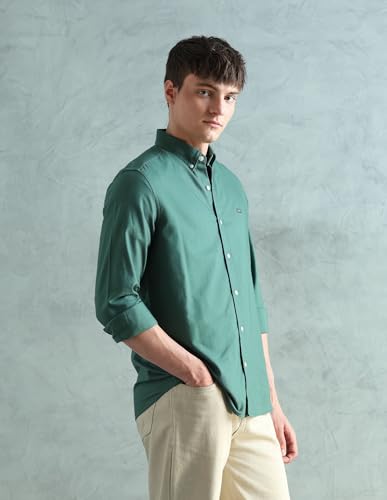 Image of Arrow Sport Solid Slim Fit Cotton Shirt for Men - Full Sleeve Mens Casual Shirts