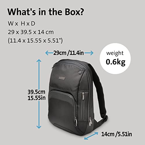 Kensington Triple Trek Slim Laptop Backpack for MacBooks, Chromebooks, Tablets & Ultrabooks up to 13-Inch-14-Inch (K62591AM), Black, 11.4" W x 15.55" H x 5.51" D by Kensington - Image 7