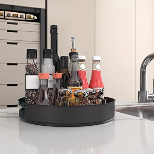 VAEHOLD Lazy Susan Stainless Steel Black Spice Rack Turntable for Pantry Cabinet - Decorative Trays Storage Containers Organizer for Kitchen Cabinet, Snacks, Bathroom (12 inches) by VAEHOLD - Image 4