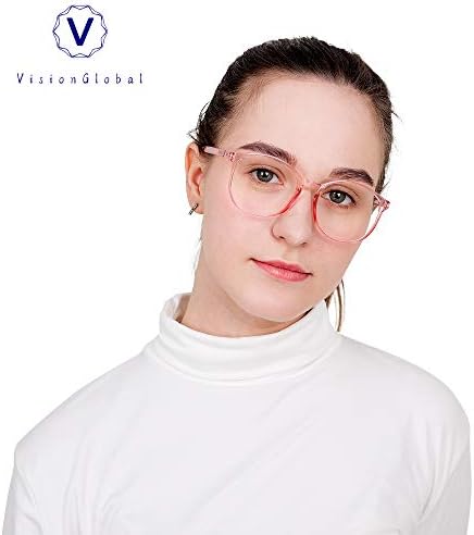 Blue Light Blocking Glasses for Women, Anti Eyestrain, Computer Reading, TV Glasses, Stylish Square Frame, Anti Glare (Clear Pink, 5.00 Magnification) — view 4