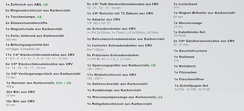 KARCHER Werkzeugkoffer 114-teiliges Tool-Set I Werkzeugset aus Chrom Vanadium & Karbonstahl mit Hammer, Schraubendreher, Steckschlüssel, Bitsatz uvm. I Praktischer Koffer für Werkzeug - 10