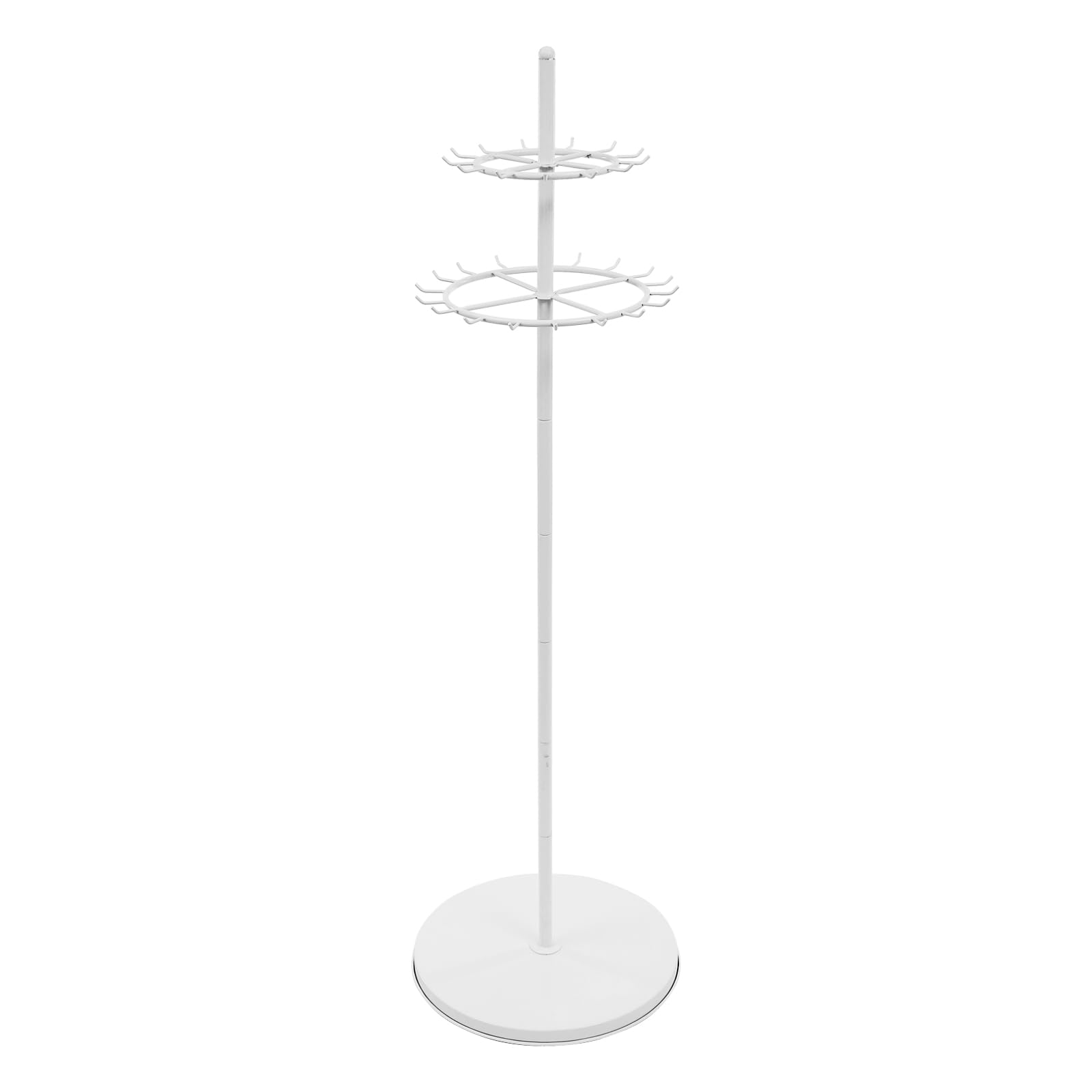 Soporte para corbatas de 2 niveles, soporte de suelo, colgador de cinturón, estante de exhibición de cinturón, 31 ganchos, pies ajustables para organizar y presentar cordones, cinturones, bufandas,
