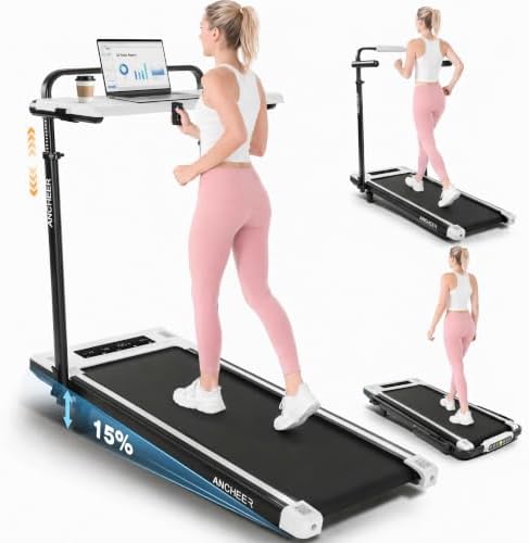 Height-Adjustable Desk Treadmill with 15% Incline for Home Office...