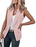 IDEALSANXUN Pink Vest for Women Spring Summer Sleeveless Blazer Jackets Business Casual Outfits Office Work Fashion Dressy Vest, Pink, M