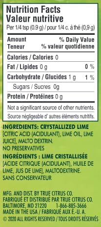True Lime Shaker Lime Powder Seasoning, 65 g (2-Pack), Unsweetened, Zero Calories, No Sodium, for Cooking, Baking & Seasoning