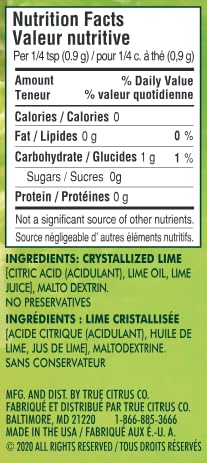 True Lime Shaker Lime Powder Seasoning, 65 g (2-Pack), Unsweetened, Zero Calories, No Sodium, for Cooking, Baking & Seasoning