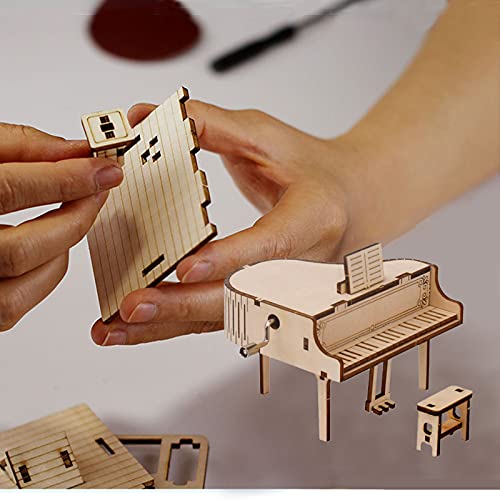 Lrigyeh 3D Puzzles For Adults Kids Diy Music Box - Piano, Hand Crank Engraved Musical Box Stem Wooden Building Diy Kits (Piano) #TOP1