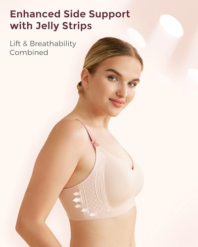 Momcozy Nursing Bras for Breastfeeding, Seamless Comfort Maternity Bra Wireless Jelly Strip Support Pregnancy Bra3