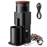 SHARDOR All-Metal Single-Dose Coffee Grinder – Quiet DC Motor, Home-use Espresso Grinder, Burr Coffee Grinder, with 80 Settings and an LED Power Display，Black