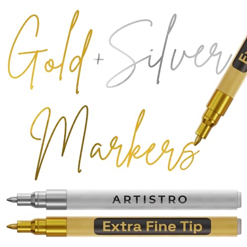 ARTISTRO 2 Gold & Silver Acrylic Paint Markers - 0.7mm