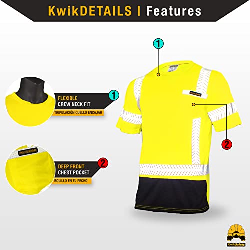 KwikSafety - Charlotte, NC - Mechanic Short Sleeve Safety Shirt - Black Panel - Class 2 ANSI OSHA High Visibility Reflective Gear/Yellow XL - Thumbnail 4