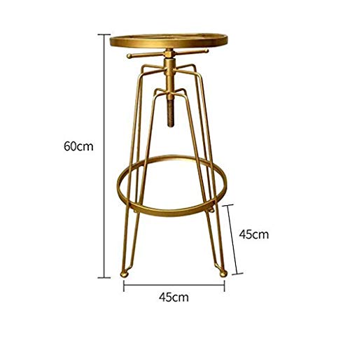 Tabouret de bar en métal et bois réglable avec assise rotative pour cuisine