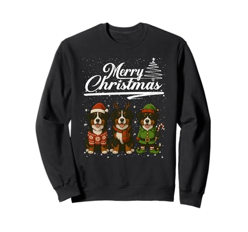 Merry Christmas Bernese Mountain Dog Reindeer Elf Santa Sweatshirt