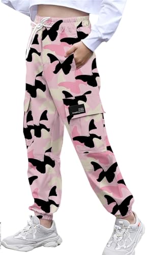 Image of Cromoncent Girls & Womens Camo Print Cargo Pants Outdoor Lightweight Jogger Baggy Pants, 6 Years - XX-Large