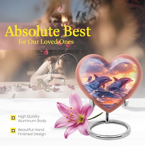 Image of Dolphin Urn - Heart Urns for Ashes - Cremation Urn for Adults - Cremation Urn for Adults - Ashes Urn Adult - (Size - 8 inch)
