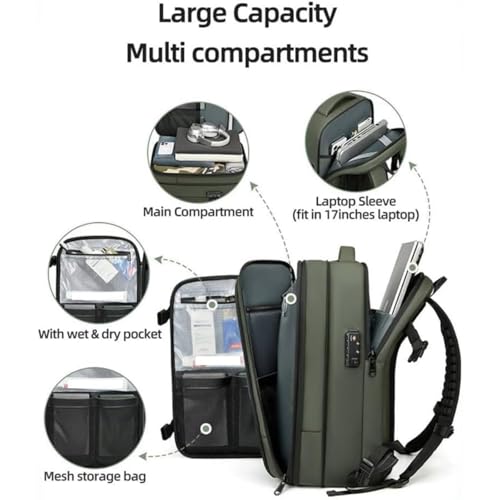 Ekon Vacuum Backpack, Ekon One Vacuum Back Pack Travel, 60l Large-Capacity Expandable, Expandable Bacpacks (Black,No airbag)4