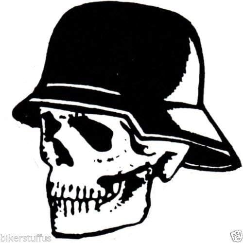 Skull with German Helmet Sticker Decal (Left) Hard Hat Sticker Decal Laptop Sticker Decal Vinyl - Made in USA 3 in. x 3 in.