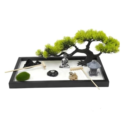 SCBOY Zen Garten Miniatur 12x8 Zoll Enthält Sand Statuen Putter Tabletts Steine usw Zen Garten zubehör Geeignet für die DIY Dekoration zu Hause oder im Büro als Meditationsgeschen