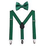 GUCHOL Child Kids Suspenders Bow Tie for Boys and Girls Adjustable Elastic Classic Accessory Sets...