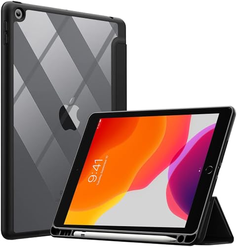 Image of Robustrion Cover for iPad 9th Generation with Pencil Holder / 8th / 7th Generation 10.2 inch Hybrid Flip Stand Cover Case - Black