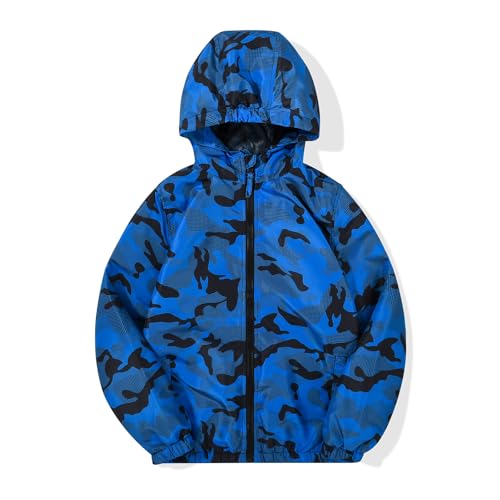 SNOW DREAMS Boys Waterproof Rain Jacket Windbreaker Lightweight Coat Kids Raincoat Outerwear