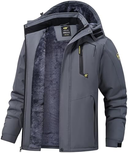 Image of QPNGRP Mens Waterproof Fleece Ski Jacket Windproof Winter Snow Coat