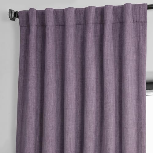 Image of HPD Half Price Drapes - Faux Linen Curtains for Living Room (1 Panel) - 50W X 120L - Textured Room Darkening Curtains for Bedroom 120 Inches Long - Drapes for Home Decor, Iris