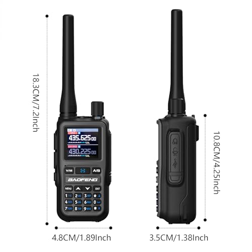 Image of BAOFENG UV-5R Mini Two Way Radio BF-5R Mini Walkie Talkie Wireless Power Adjustable Tiny Size Frequency Copy 999 Channels Type-C Four Colors Portable Ham with 771 Antenna and Headset(2 Pack) (Grey)