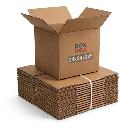 BOX USA Cube Shipping Boxes 24"L x 24"W x 24"H (10-Pack) - X-Large Corrugated Cardboard Packaging Boxes for Shipping, Packing, Moving, and Storage at Home, Office, or Business