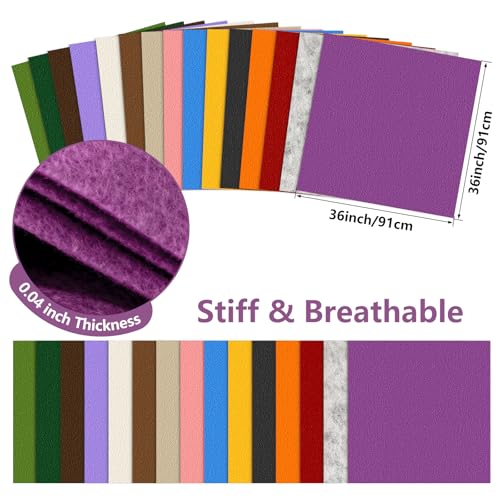 Image of Felt Fabric 36'' X 36'' Large Felt Sheets Stiff Craft Felt by The Yard for DIY Crafts Letter Coaster Flower Ornament Sewing Party Decoration Christmas Supplies Nonwoven (Purple)