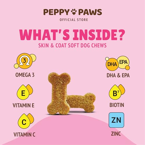 Image of Skin & Coat Soft Chews for Dogs - 120 Count | Omega 3, DHA, Biotin, Zinc, Vitamin E & C | Anti-Shedding, Itch Relief, Soft Fur Growth | Salmon Flavor | Natural, Non-GMO